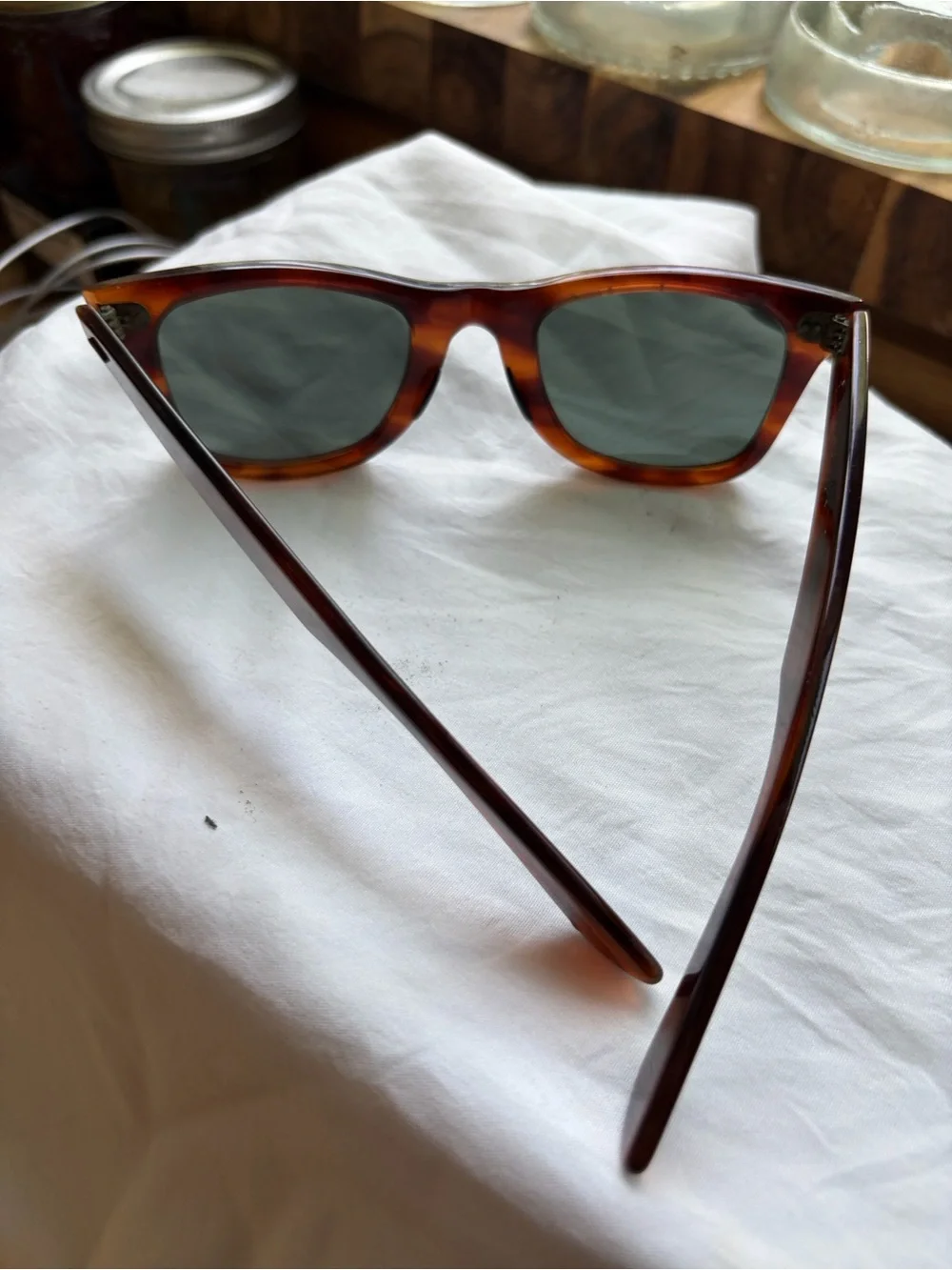 Wayfarer B&L Men's Tortoiseshell Sunglasses with Green Lenses